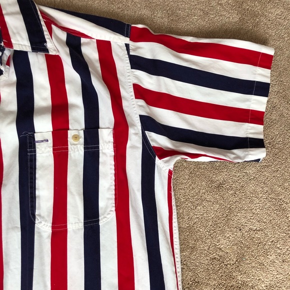 Vintage Red white and blue striped button up - Picture 3 of 6